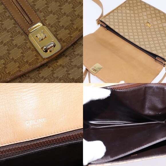 CELINE Macadam Canvas Shoulder Bag Pvc Beige Gold - Picture 11 of 13